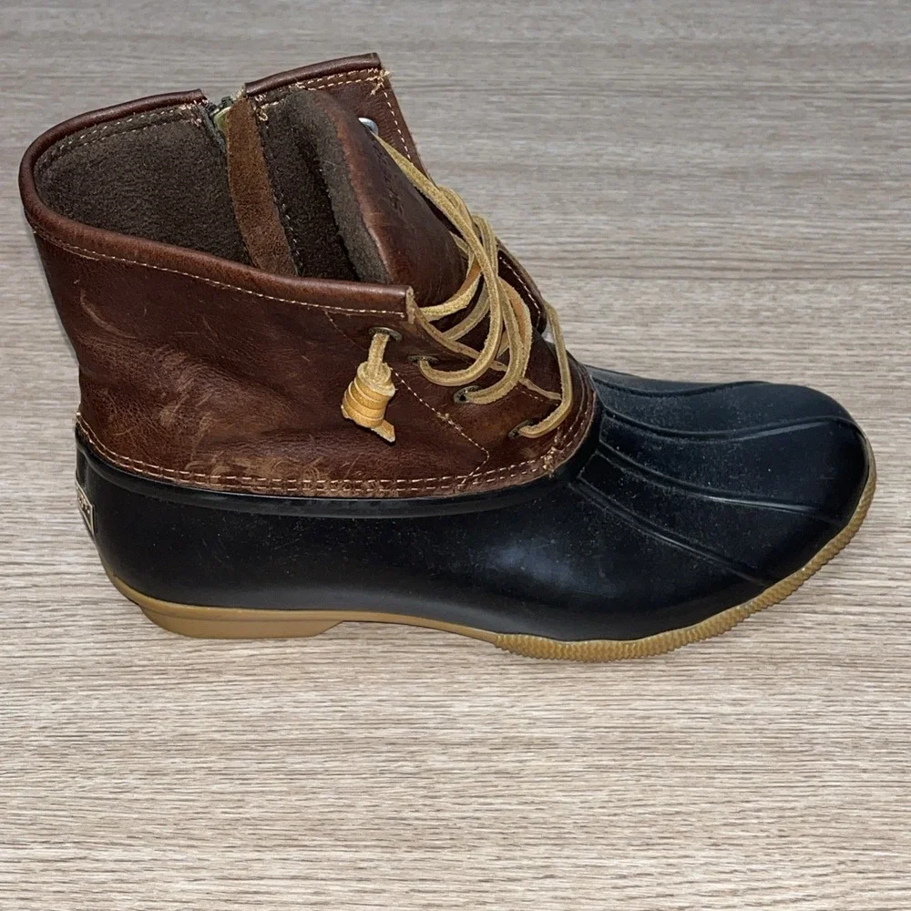 Sperry Top-Sider Women's 9.5 M Saltwater Duck Rain Boot STS91176, Dark Brown